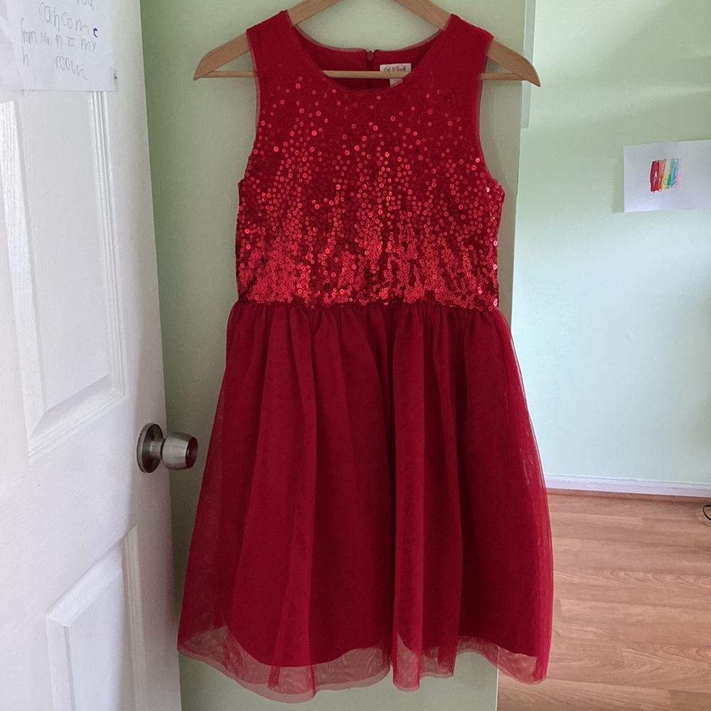 Girl’s Red Sequin Top Dress Sz XL (14-16)